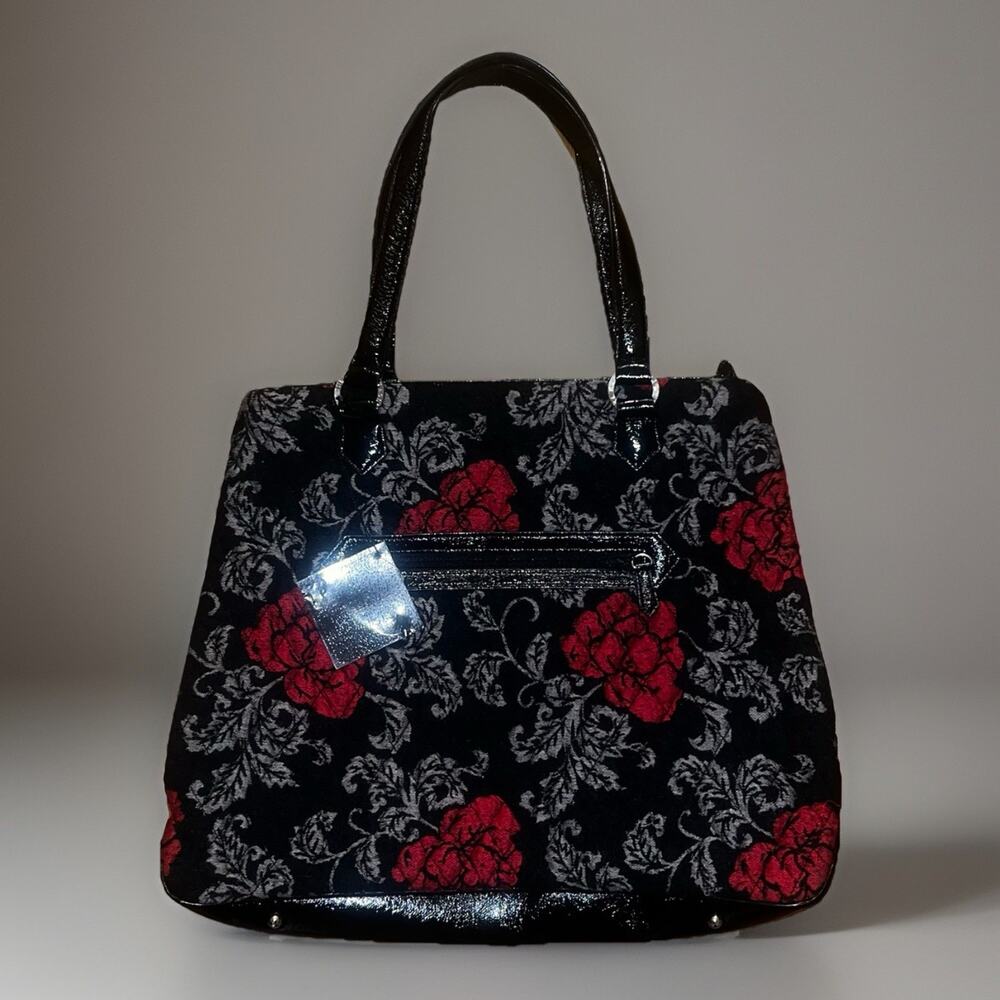 VTG Vera Bradley Black Red Floral Quilted Handbag Dark Cottagecore Whimsygoth